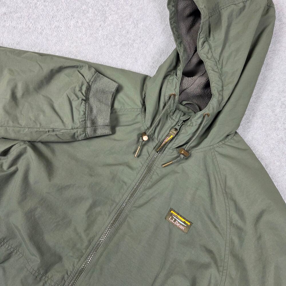 L.L.Bean Mens Medium Reg Olive Green Insulated 3-Season Bomber Hooded Jacket